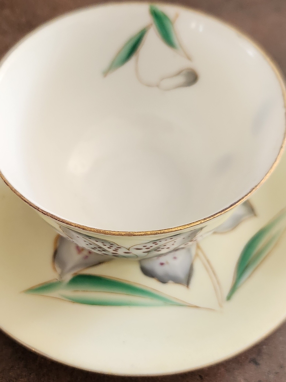 Porcelain Hand Painted Teacup And Saucer Vintage Japanese
